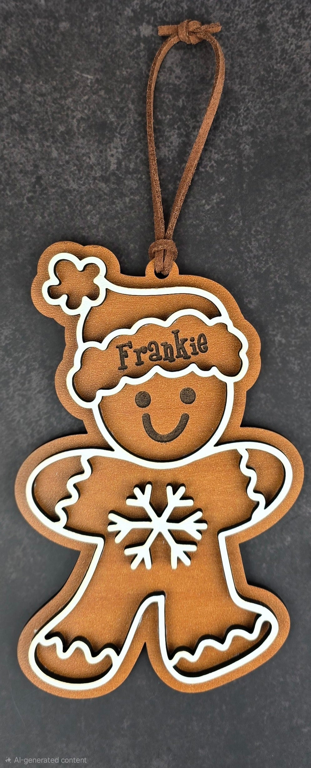 Gingerbread Boy Ornament – Personalized Name (5”)