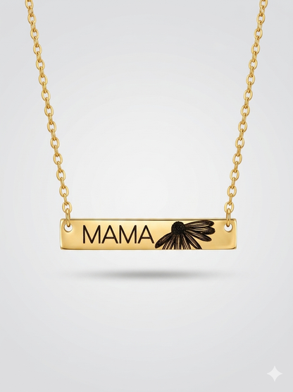 Horizontal Bar Necklace | Custom Engraved Name Pendant