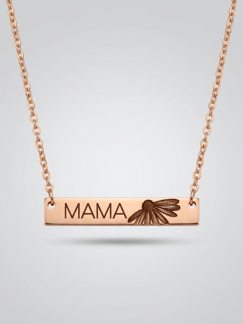 Horizontal Bar Necklace | Custom Engraved Name Pendant