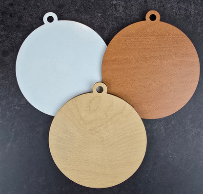 Blank Circle Ornaments – DIY Craft Blanks (4” | Cherry, White, Maple | Smooth or Shiplap)