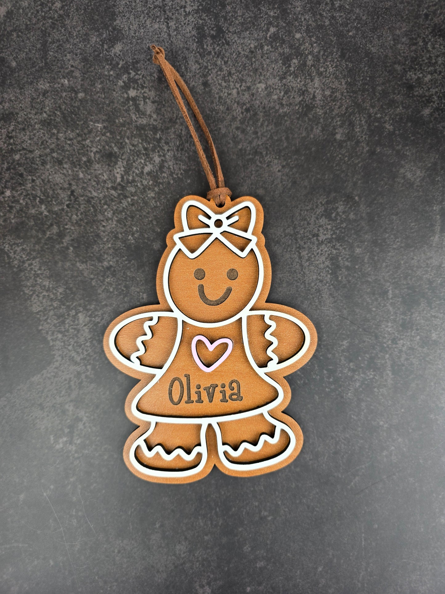 Gingerbread Girl Ornament – Personalized Name (5”)