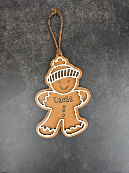 Gingerbread Boy Ornament – Personalized Name (5”)