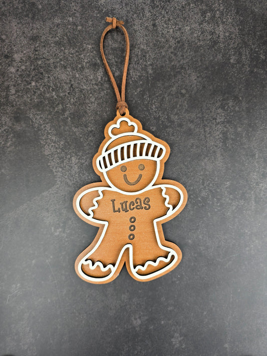 Gingerbread Boy Ornament – Personalized Name (5”)