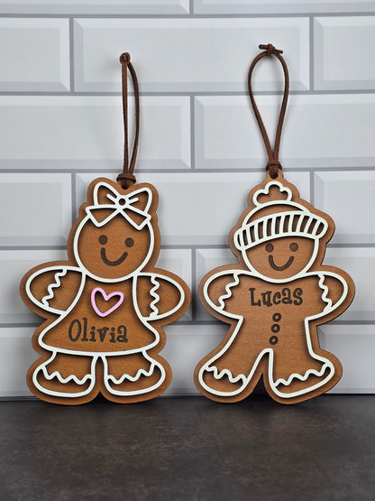 Gingerbread Girl Ornament – Personalized Name (5”)