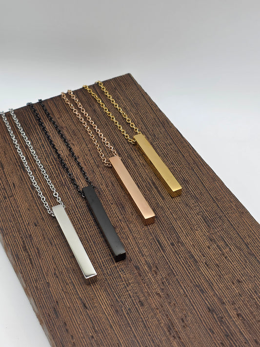 Vertical Bar Necklace | Personalized Engraved Name Jewelry