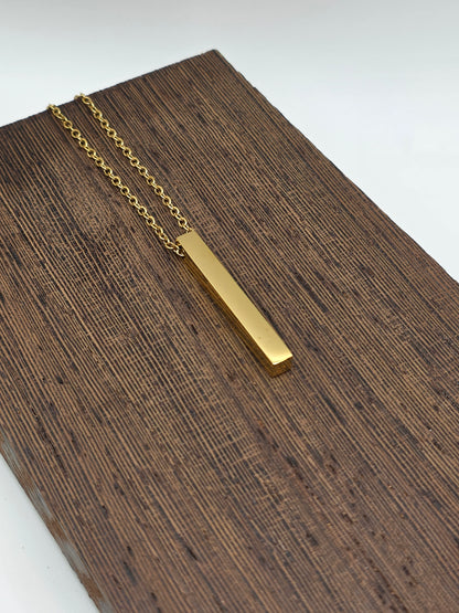 Vertical Bar Necklace | Personalized Engraved Name Jewelry