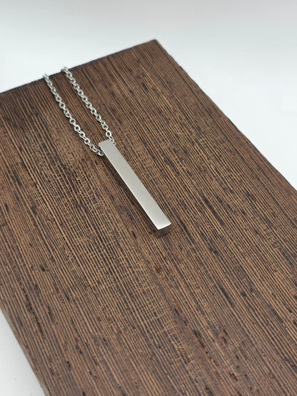 Vertical Bar Necklace | Personalized Engraved Name Jewelry