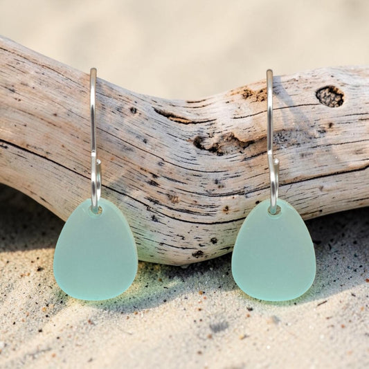 Frosted Acrylic Coastal Earrings | Lightweight Beach-Inspired Dangle Earrings | Gold or Silver Hoops