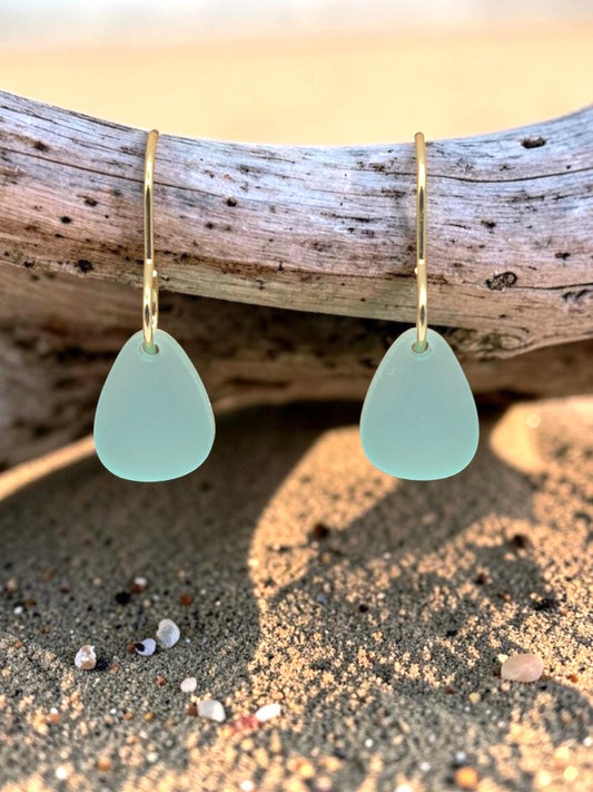 Frosted Acrylic Coastal Earrings | Lightweight Beach-Inspired Dangle Earrings | Gold or Silver Hoops