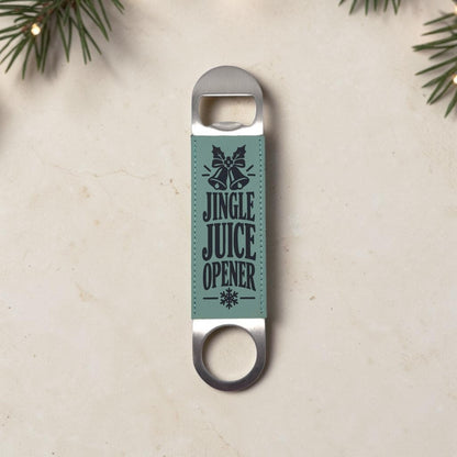 Teal Christmas bottle opener engraved Jingle Juice Opener