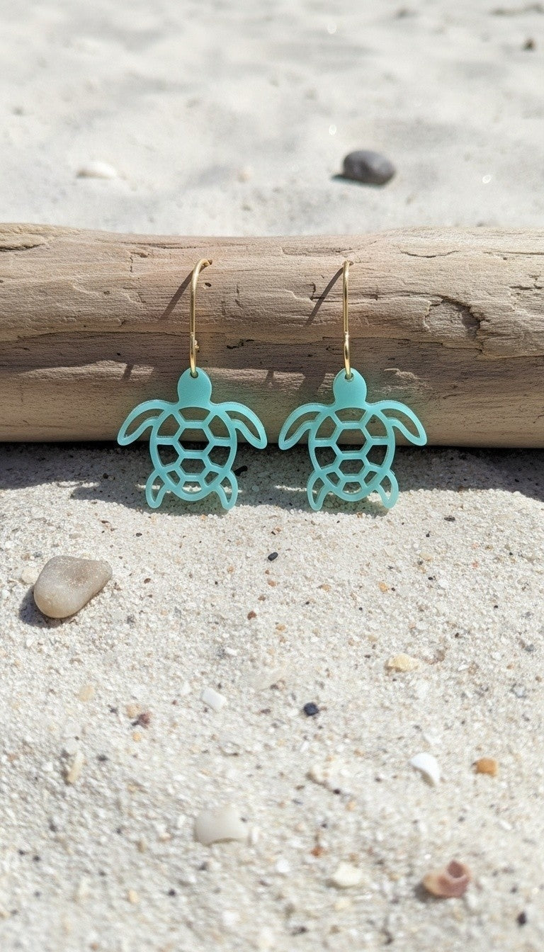 Sea Turtle Earrings | Sea Glass Inspired Coastal Jewelry
