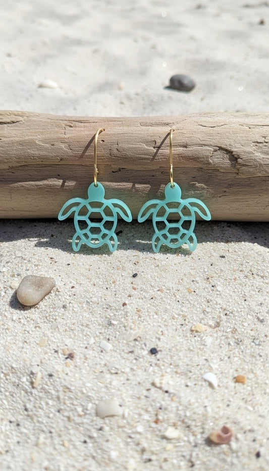 Sea Turtle Earrings | Sea Glass Inspired Coastal Jewelry