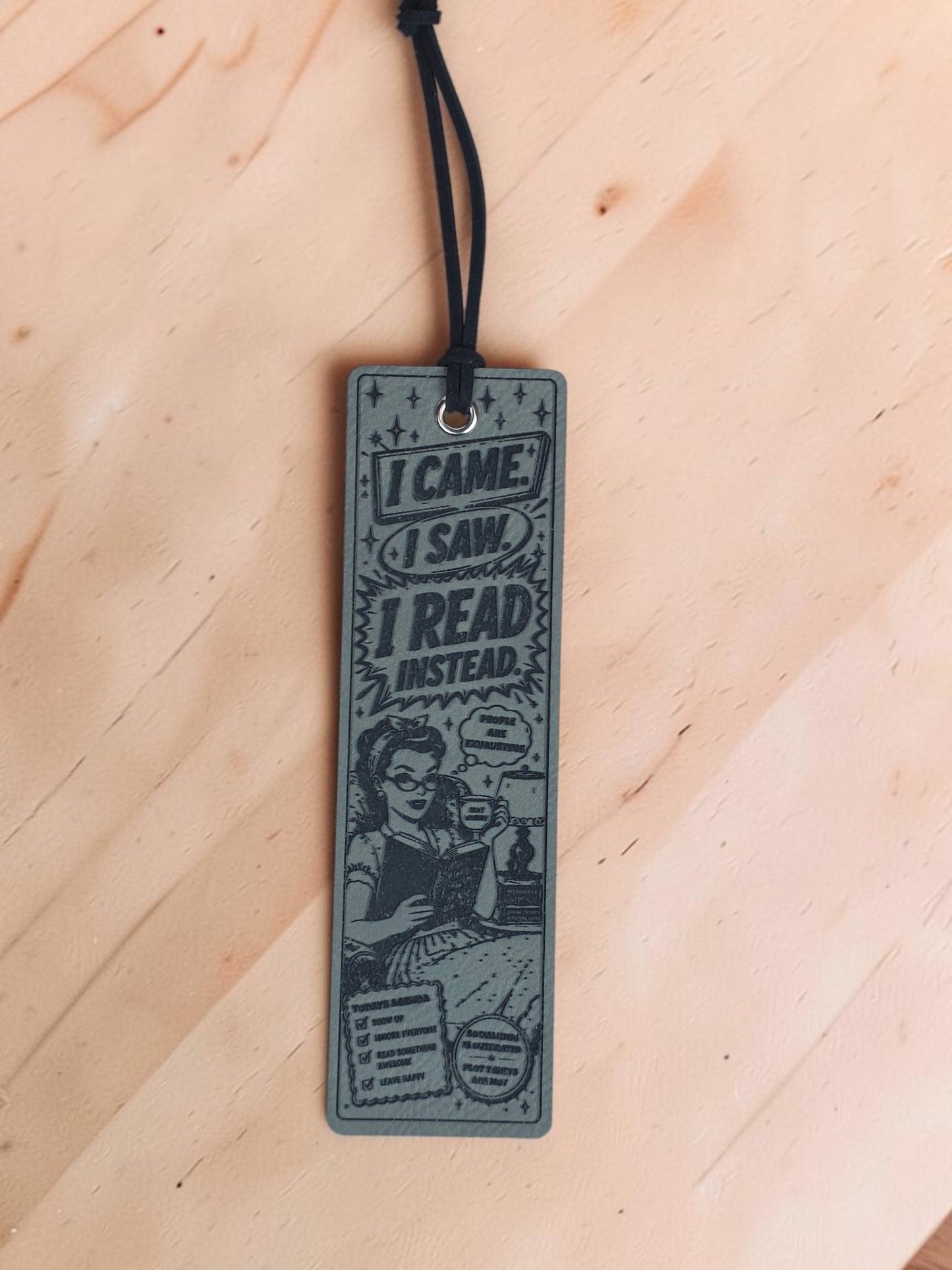 Engraved Leatherette Bookmarks – Funny Book Lover Designs